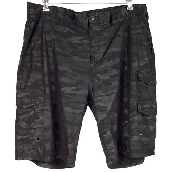 Iron Co Shorts Mens 38 Blackout Camo Stretch Performance Hybrid Cargo - Picture 4 of 11